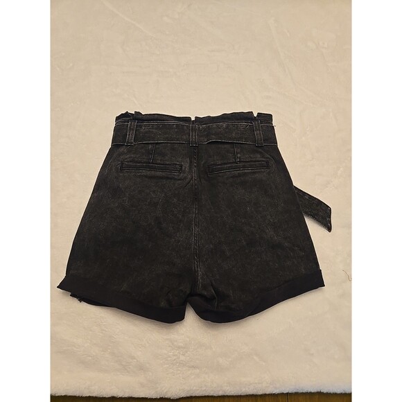 Express Shortie Extreme High Rise Womens Shorts Sz 4 Black Belted Waist Stretch - Picture 13 of 13